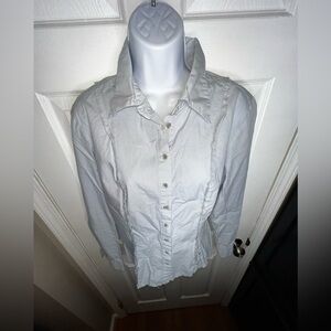 Tucker Women’s Large Blue Collared Cotton Long Sleeve Oxford Shirt Button Up L